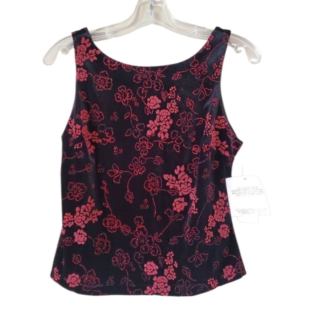 CDC Rampage Clothing Co Petites Women's Embellished Top Sz 8 Black- Red Velvet